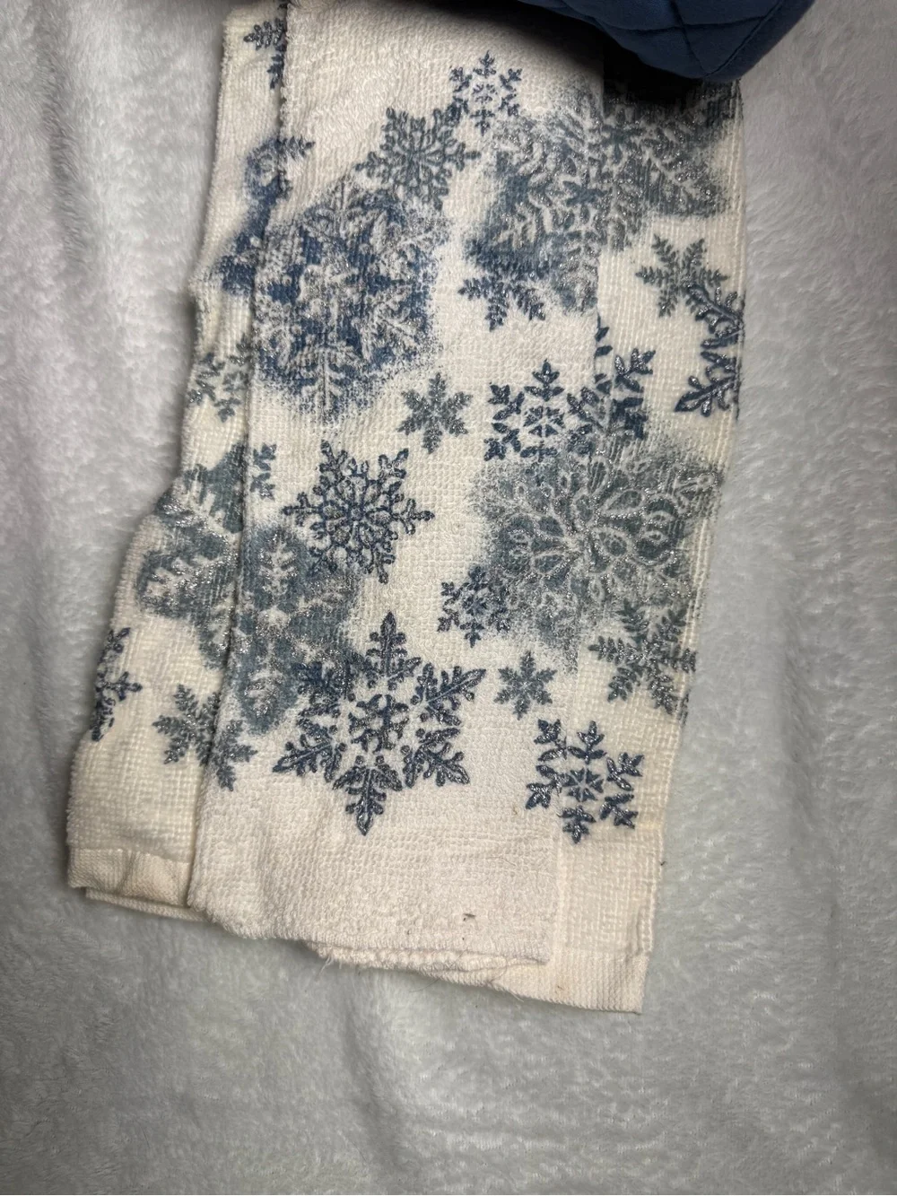 Trim A Home Vintage Blue Snowflake Christmas Kitchen Towel Pot Holder Set NWT